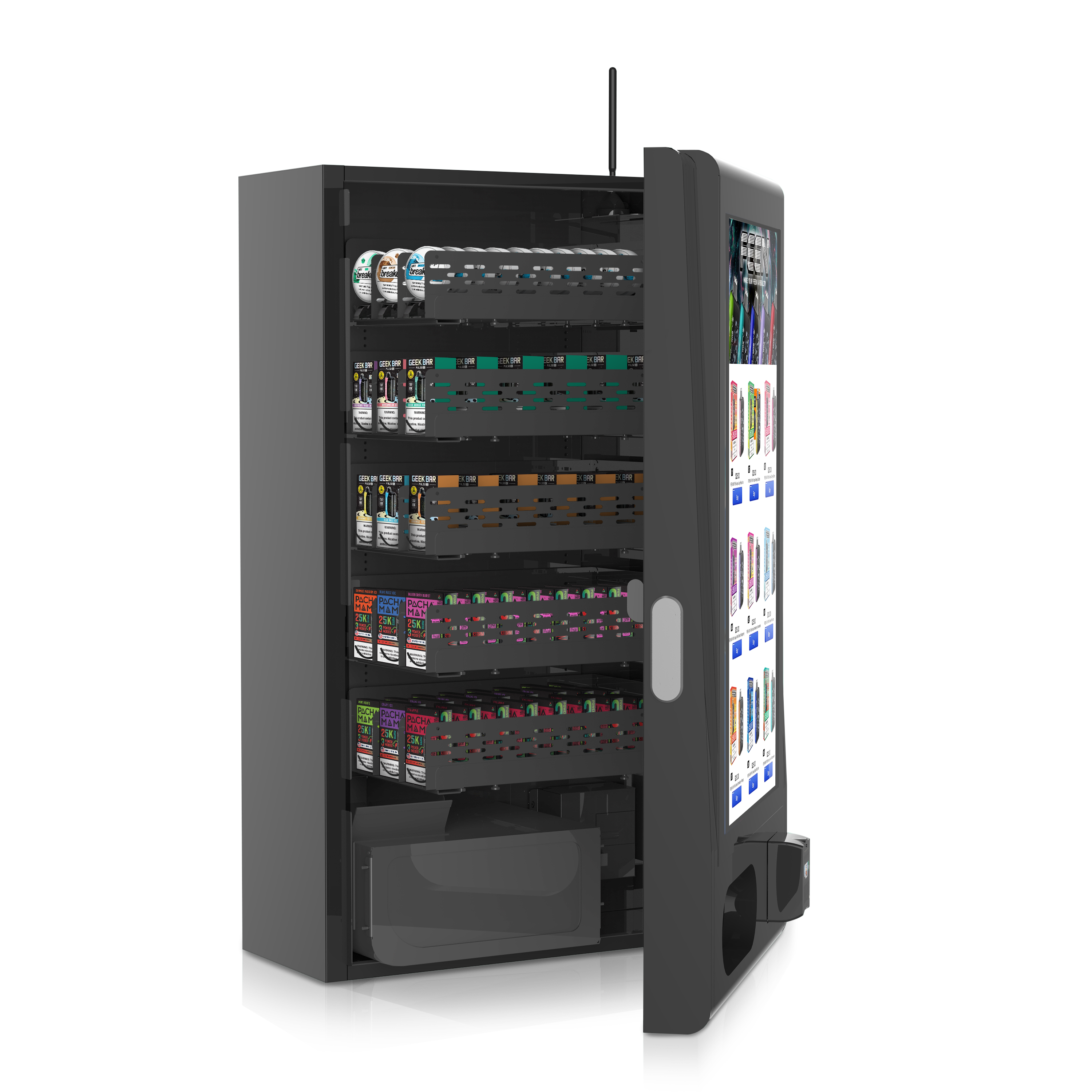 VTM Mega Wall 2.0 vending machine running a Lucy ad